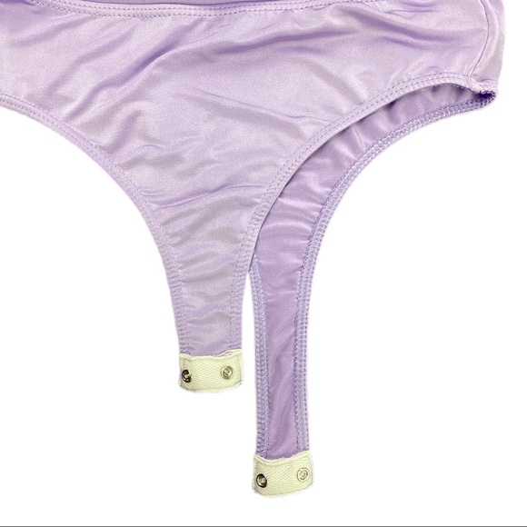 Fashion Nova | Lilac Purple Cut Out Body Suit Long Sleeve Thong back - Picture 11 of 16